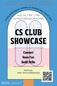 CS Club Showcase Flyer, text and registration information below.