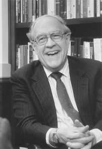 Dr. Fred Brooks in the library of Sitterson Hall
