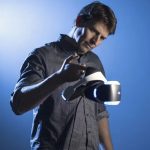 Richard Marks holds a PlayStation VR headset during his time working for Sony